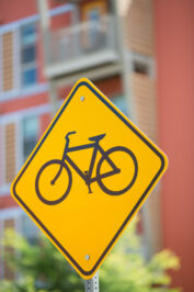 Yellow bike sign