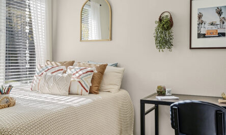 Bed decorated with a bright white blanket